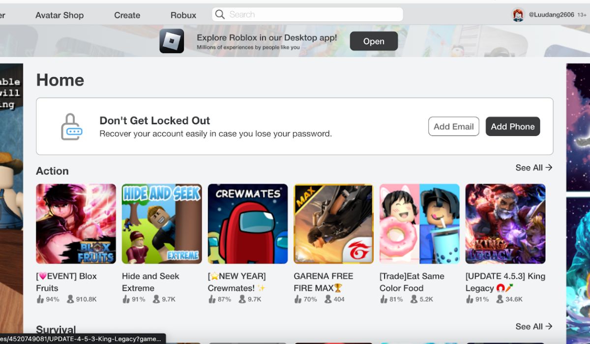 Cách đầu tiên để tìm và xem trò chơi của bạn trên Roblox