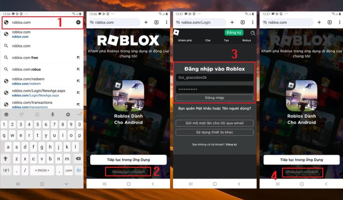 Truy cập Roblox bằng trình duyệt