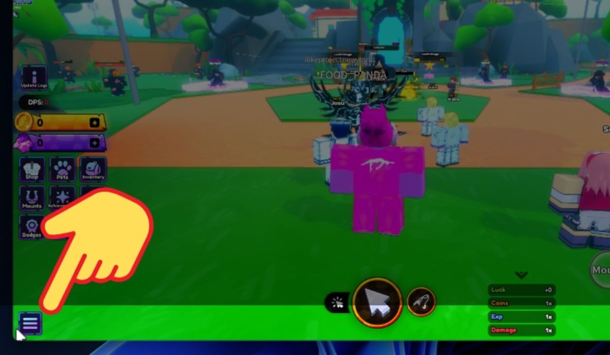 Truy cập game và mở menu