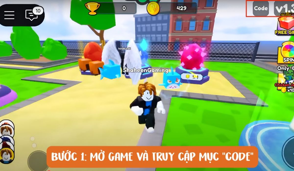 Mở game và truy cập mục code