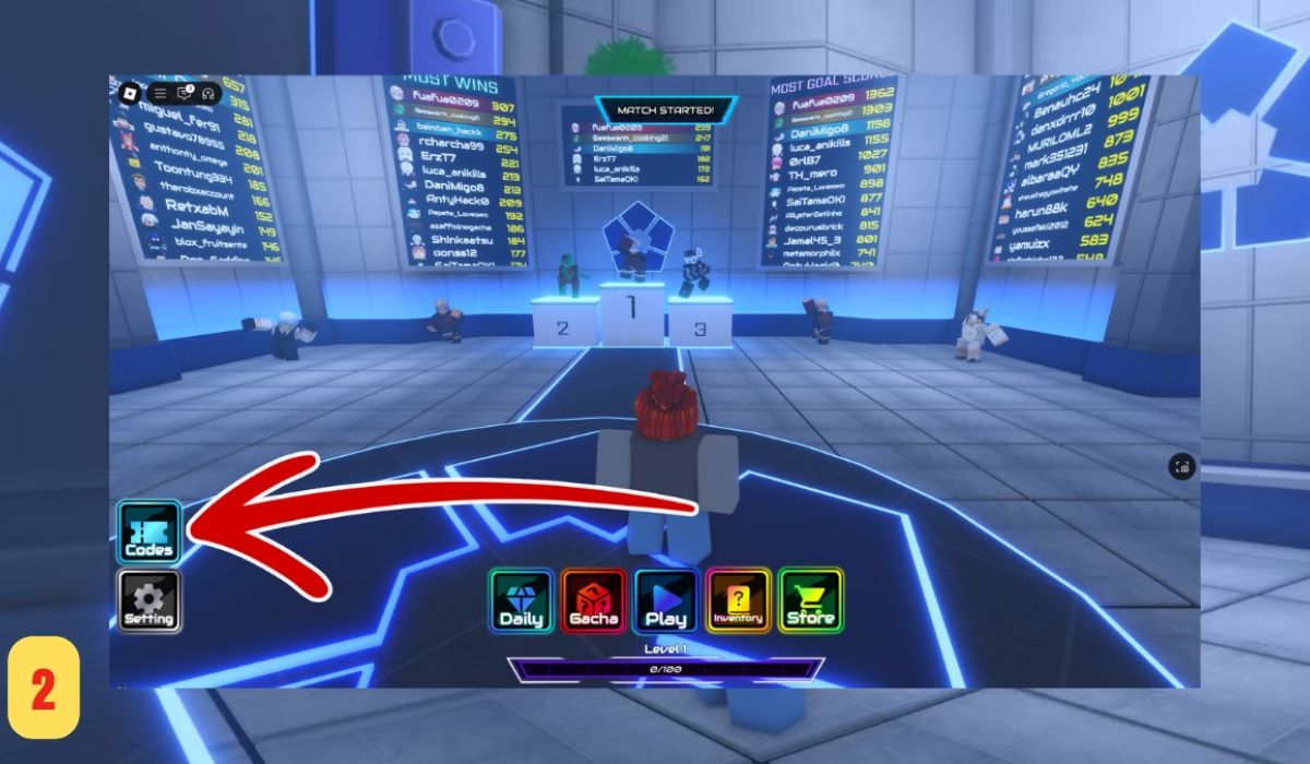 Truy cập game và tìm biểu tượng “Codes” ở góc trái màn hình