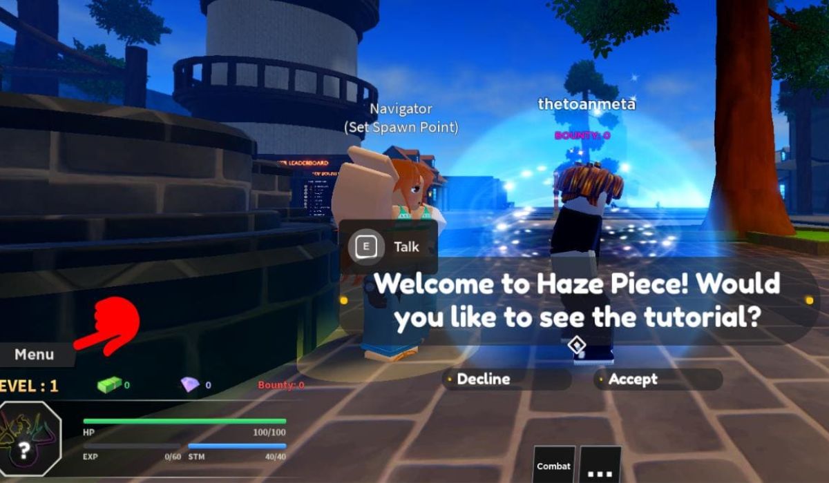 Truy cập game và nhấn vào biểu tượng Menu