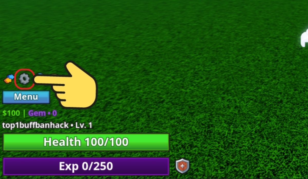 Truy cập game và nhấn vào biểu tượng bánh răng cưa