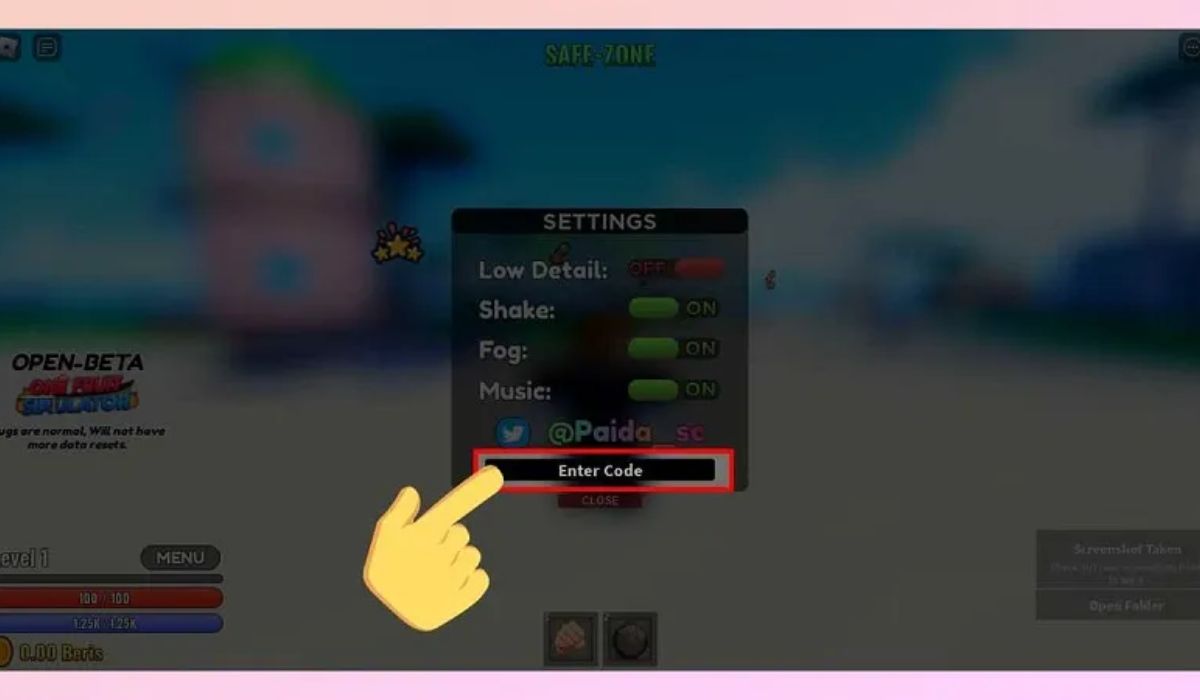 Nhập mã code chính xác và nhấn Enter Code để nhận phần thưởng
